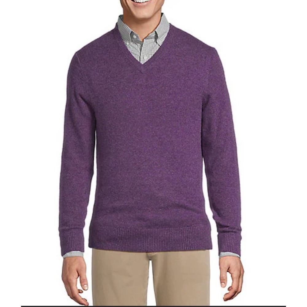 Daniel‎ Cremieux Signature Mens Purple V Neck Sweater Size M 100% Supima Cotton